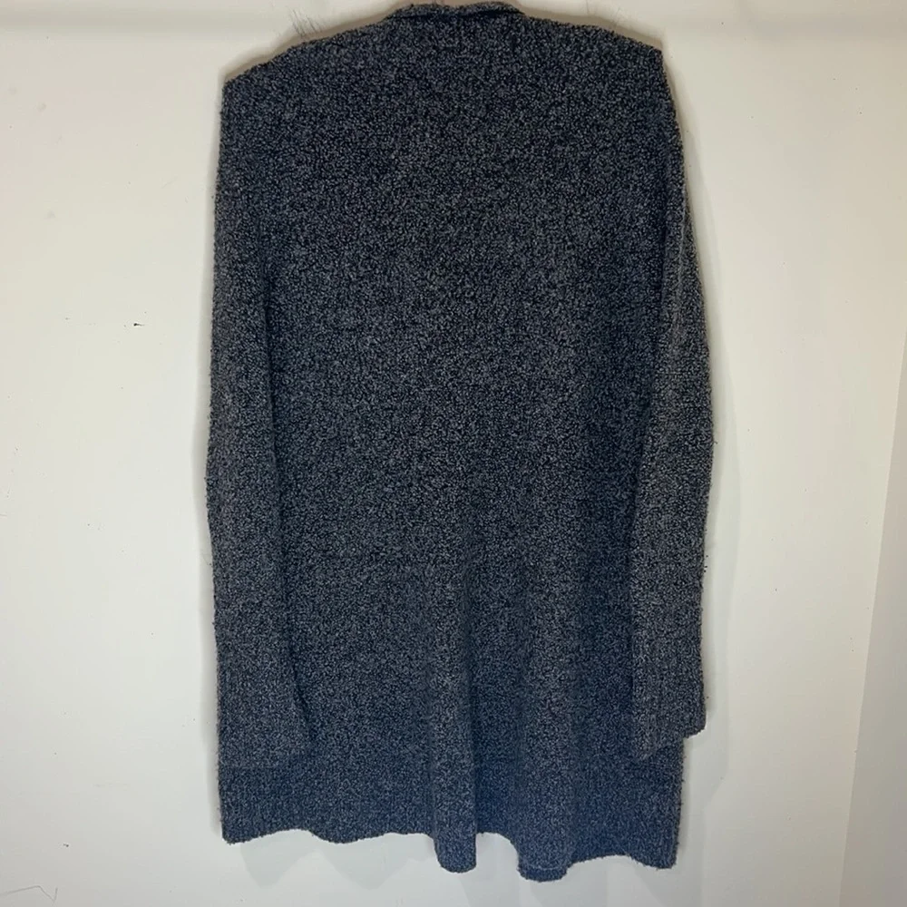 EILEEN FISHER Charcoal Gray Wool Cashmere Blend Nubby Cardigan Sweater Size M